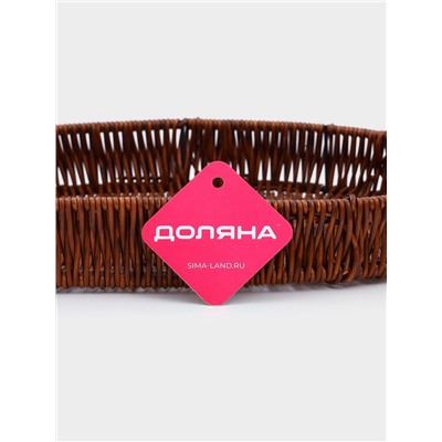 Корзинка для фруктов и хлеба Доляна «Огайо», 36×25×5 см, пластик, плетёная, овальная, коричневая