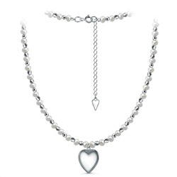 Колье из серебра с пресноводным культивированным жемчугом родированное - Сердце, 38 см (+5) 241-10-293-38р