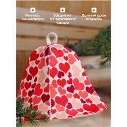 Шапка для бани и сауны «Сердечки», шерсть, полиэфир, «Добропаровъ»