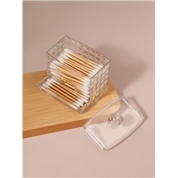 Органайзер для ватных палочек, с крышкой, 8.8×7.5×8 см, прозрачный