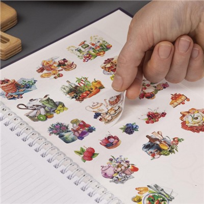 Книга для записи кулинарных рецептов на спирали А4 80л "Рецепты моей семьи" 4цв. разделителя, с наклейками (091719) 34456 Хатбер