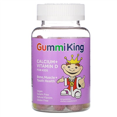 GummiKing, кальций и витамин D для детей, 60 жевательных мармеладок