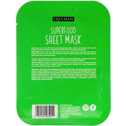 Freeman Beauty, тканевая маска с суперпродуктами, осветляющий шпинат, 1 шт.