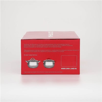 Кастрюля Доляна «Вернер», 3.5 л, d=20 см, с крышкой, капсульное дно, нержавеющая сталь, индукция