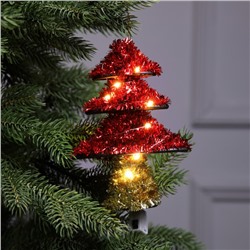 Светодиодная фигура из мишуры «Елочка красная» 17×13 см, 10 LED, батарейки AG10×3 (в комплекте), свечение тёплое белое