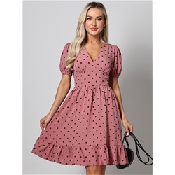 Платье с оборкой в горошек