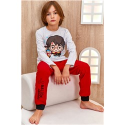 Пижама д/мал(фуфайка дл/рук, брюки) Juno AW21BJ627 Гарри Поттер красный/серый меланж