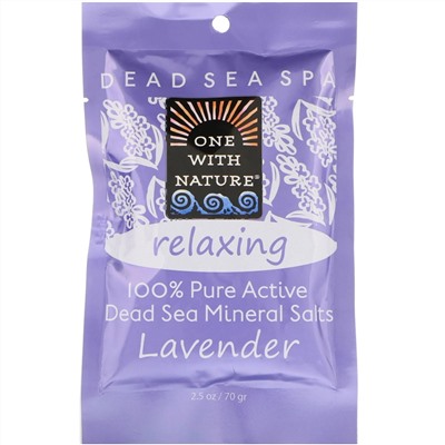 One with Nature, Dead Sea Spa, минеральные соли, расслабляющее средство, лаванда, 70 г