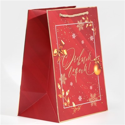 Пакет подарочный новогодний ламинированный «С Новым годом», 21×30×15 см