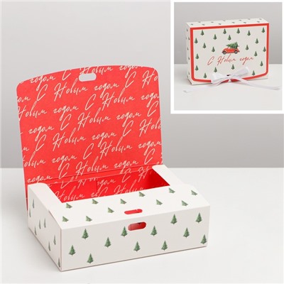 Коробка подарочная новогодняя складная двухсторонняя «С Новым годом», 16.5×12×5 см