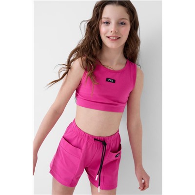 Комплект трикотажный для девочек: топ, шорты PLAYTODAY, 1240336