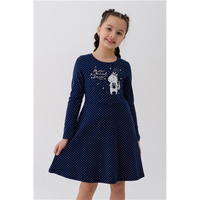 Платье Айрис длинный рукав детское (Темно-синий)