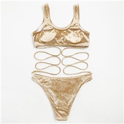 Купальник раздельный с завязками женский MINAKU, бежевый размер 46