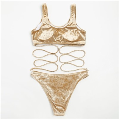 Купальник раздельный с завязками женский MINAKU, бежевый размер 46