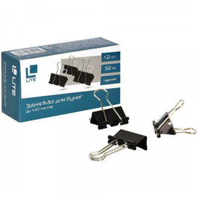 Зажим для бумаг 32 мм черный Z32L-12K LITE