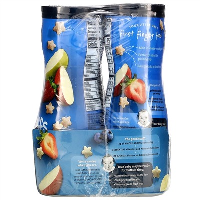 Gerber, Puffs Cereal Snacks,  8+Months, Blueberry, Banana, Strawberry Apple, 8 Count, 1.48 oz (42 g) Each