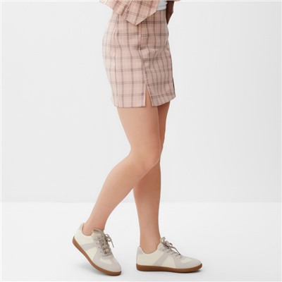 Юбка мини женская MINAKU: Casual Collection, клетка розовая, размер 46