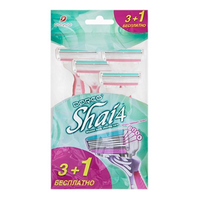 Станок для бритья для ЖЕНЩИН с несъемной головкой DORCO EVE/SHAI Vanilla-4 (4 шт.), FRA 200-(3+1)P