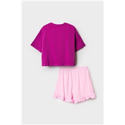 Комплект трикотажный для девочек: фуфайка (футболка), шорты PLAYTODAY, 1239776