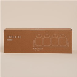 Банки для сыпучих SL Home «Тренто», набор 4 шт., на деревянной подставке, фарфор, белые