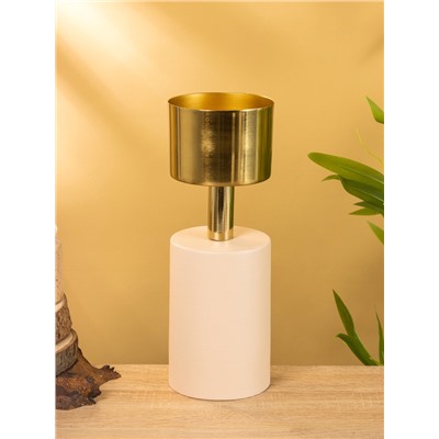 Подсвечник на 1 свечу «Кубок», 10×10×28.5 см, кремовый с золотом