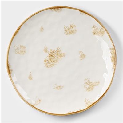 Тарелка Доляна Organic Gold, d=27.5 см, фарфор, белая