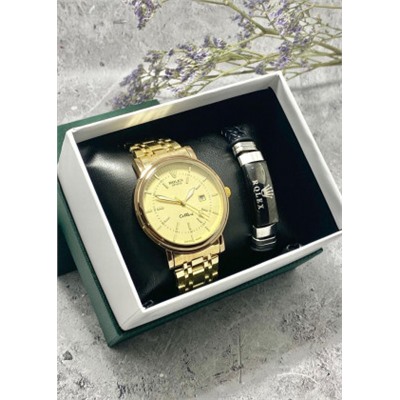 Подарочный набор для мужчины часы и браслет + коробка #22853533