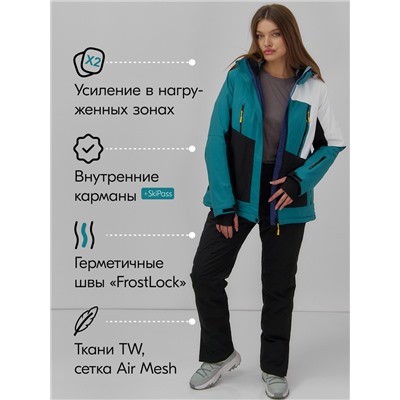Горнолыжный костюм женский зимний зеленого цвета 07081Z