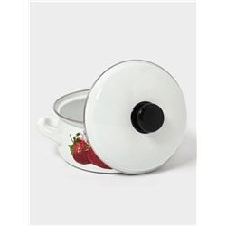 Кастрюля эмалированная, 2 л, d=20.5 см, с крышкой, белая