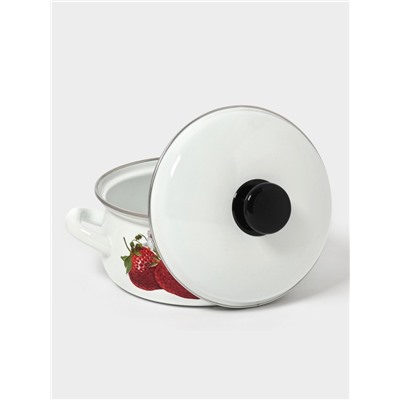 Кастрюля эмалированная, 2 л, d=20.5 см, с крышкой, белая