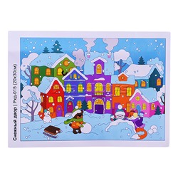 Картина по номерам 20х30 "Снежный двор" на подрамнике