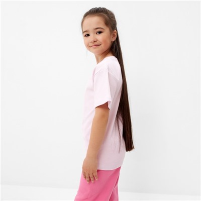 Футболка для девочки в полоску KAFTAN: Basic line, размер 30, (98-104 см), розовая