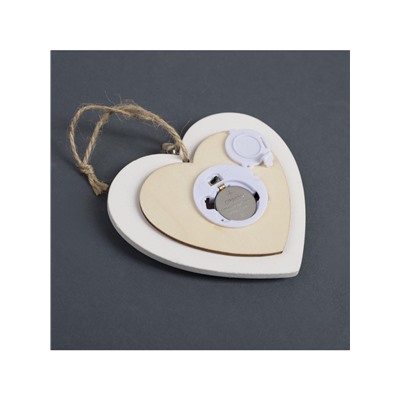 Ёлочная игрушка «Сердце с оленем», 10×10×2 см, 3 LED, от батареек, свечение тёплое белое