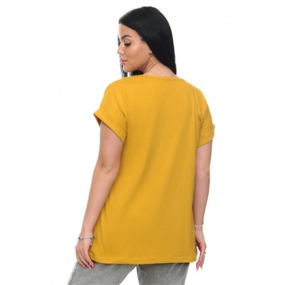 Футболка хлопок с отворотами и надписью "Ведьмы не стареют". Арт. 720 (Желтый)