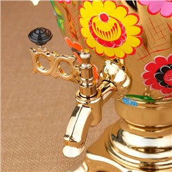 Набор посуды «Цветы на золотом», 3 предмета: самовар 3 л, заварочный чайник 0.7 л, поднос