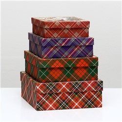 Набор подарочных новогодних коробок 4 в 1 «С праздником», 20×20×8 см