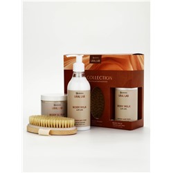 Подарочный набор: крем для тела, скраб и щетка для сухого массажа, URAL LAB