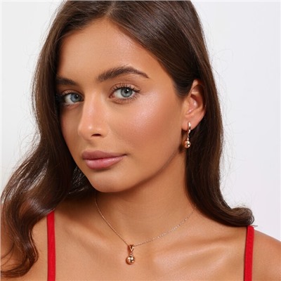 Комплект ювелирной бижутерии коллекция "Дубай" серьги и кулон, покрытие позолота, арт.215.494