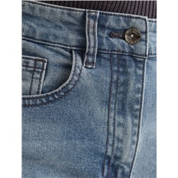 Джинсы трубы прямые с декоративной стиркой из эластичного денима