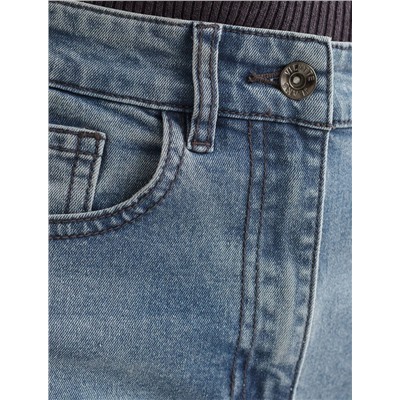 Джинсы трубы прямые с декоративной стиркой из эластичного денима