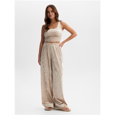 Брюки домашние женские KAFTAN Velvet, размер 44-46, бежевые