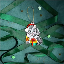 Новогодняя ёлочная подвеска из дерева "Пони с подарками" 9 см