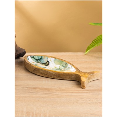 Блюдо в форме рыбки «Листья», 25.5×10×2 см, дерево манго