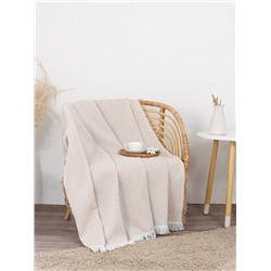 Плед с бахромой «Этель» Waffle, 130×180 см, бежевый