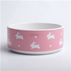 Миска керамическая «Зайчики», 300 мл, 13×13×5 см, розовая