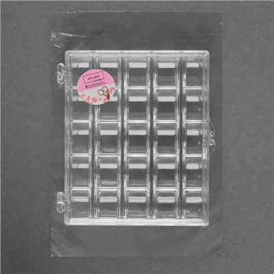 Органайзер для ниток, на 25 шпулек, 12.3×10×2.5 см, прозрачный