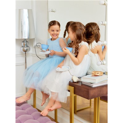 Платье нарядное для девочки MINAKU: PartyDress, рост 104-110 см, белое