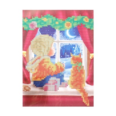 Алмазная мозаика на новый год с частичным заполнением на холсте «Уюта в доме», 15×21 см, набор для творчества