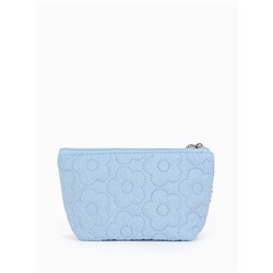 Косметичка женская «Цветочки», на молнии, ручка из бусин, голубая