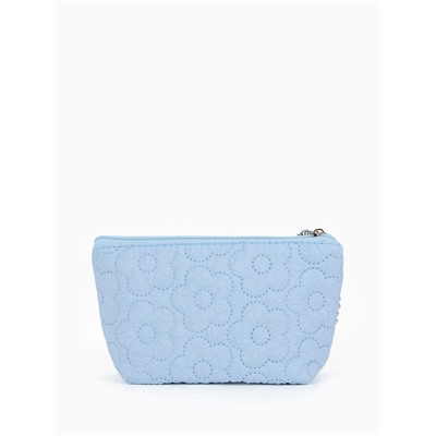 Косметичка женская «Цветочки», на молнии, ручка из бусин, голубая